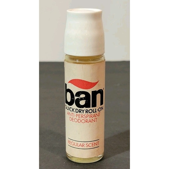 Vintage BAN Glass Bottle Anti Perspirant DEODORANT ROLL-ON 1970s-80s FULL Bottle - Picture 1 of 4